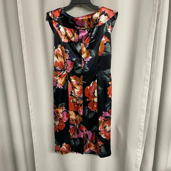 Evan Picone collared sheath dress size 12 red/pink/black/orange - Picture 2 of 8